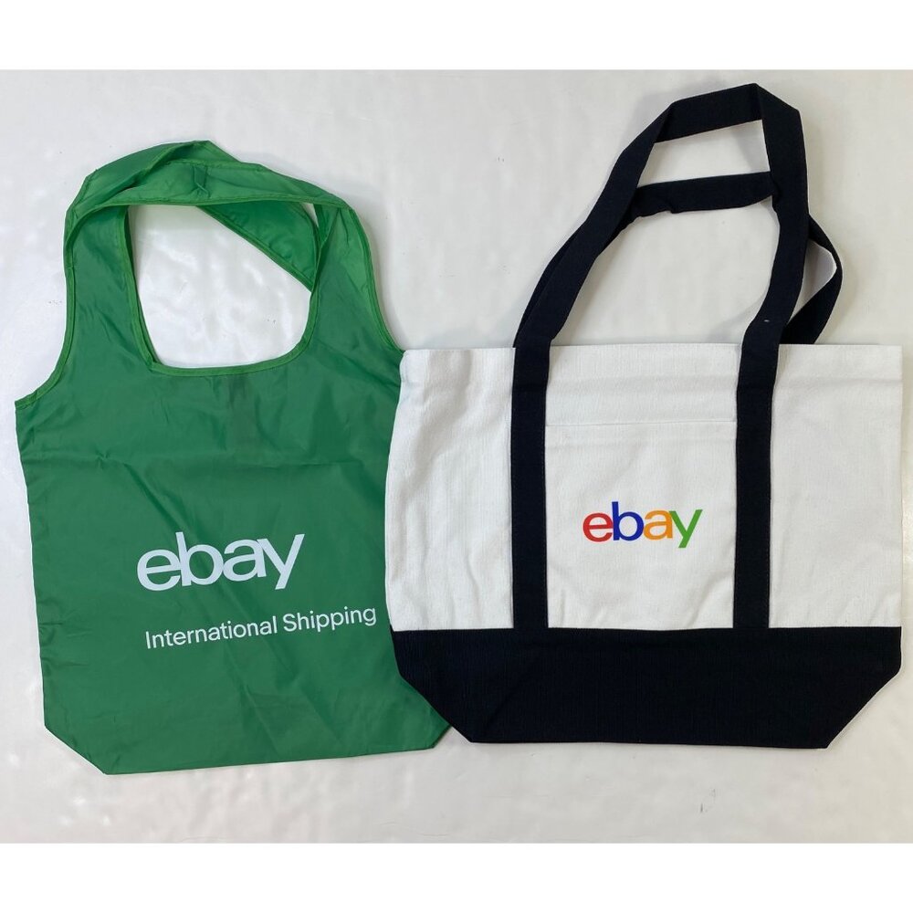 Ebay Canvas Tote Bag With Colorful Logo & Black Straps